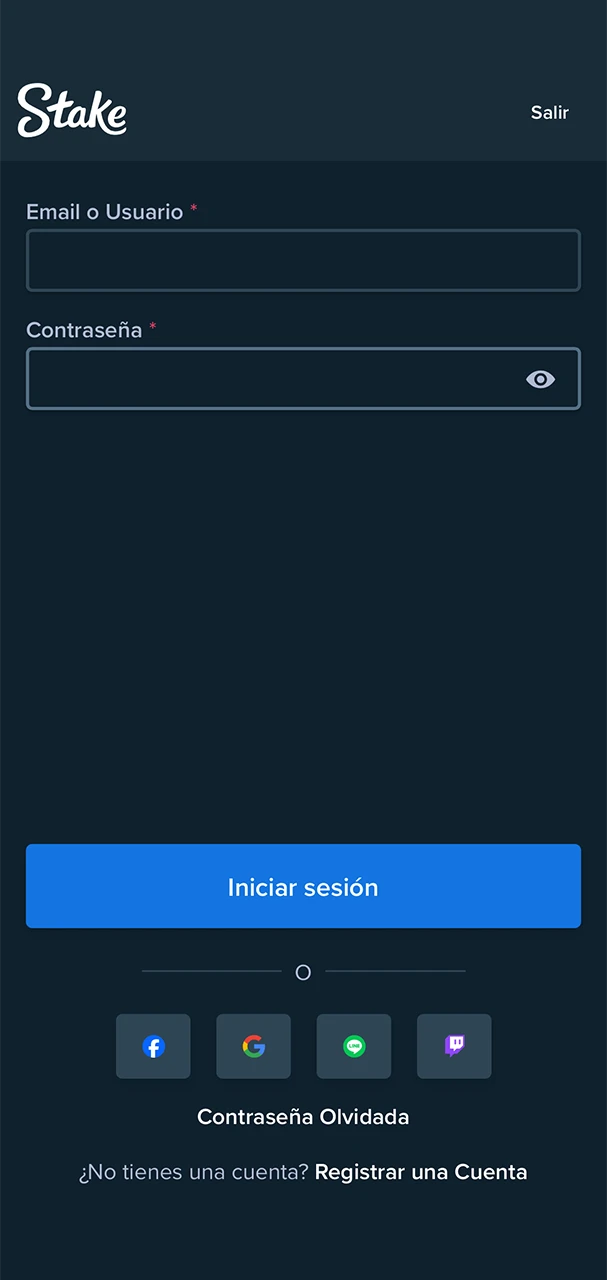 Compruebe que la información introducida es correcta y complete el inicio de sesión de su cuenta en el sitio web de Stake.